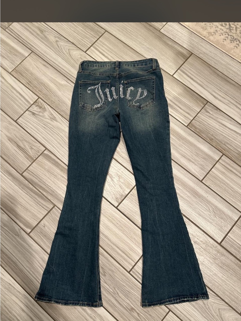 Juicy Couture Dark Blue Flared Jeans with Crystal 'Juicy' Back Logo